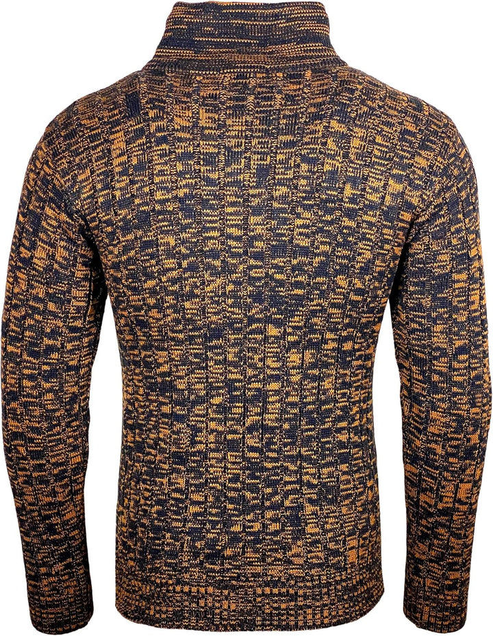 Subliminal Mode Herren Pullover aus grobem Strick mit Schalkragen BX292 M Marine, M Marine