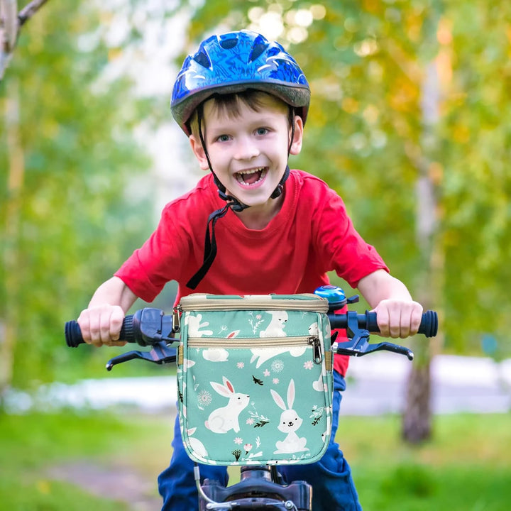 Niedlicher Hasen-Fahrradkorb vorne, Nylon-Lenkertasche für Kinder, für Laufrad, Dreirad, Roller/20,