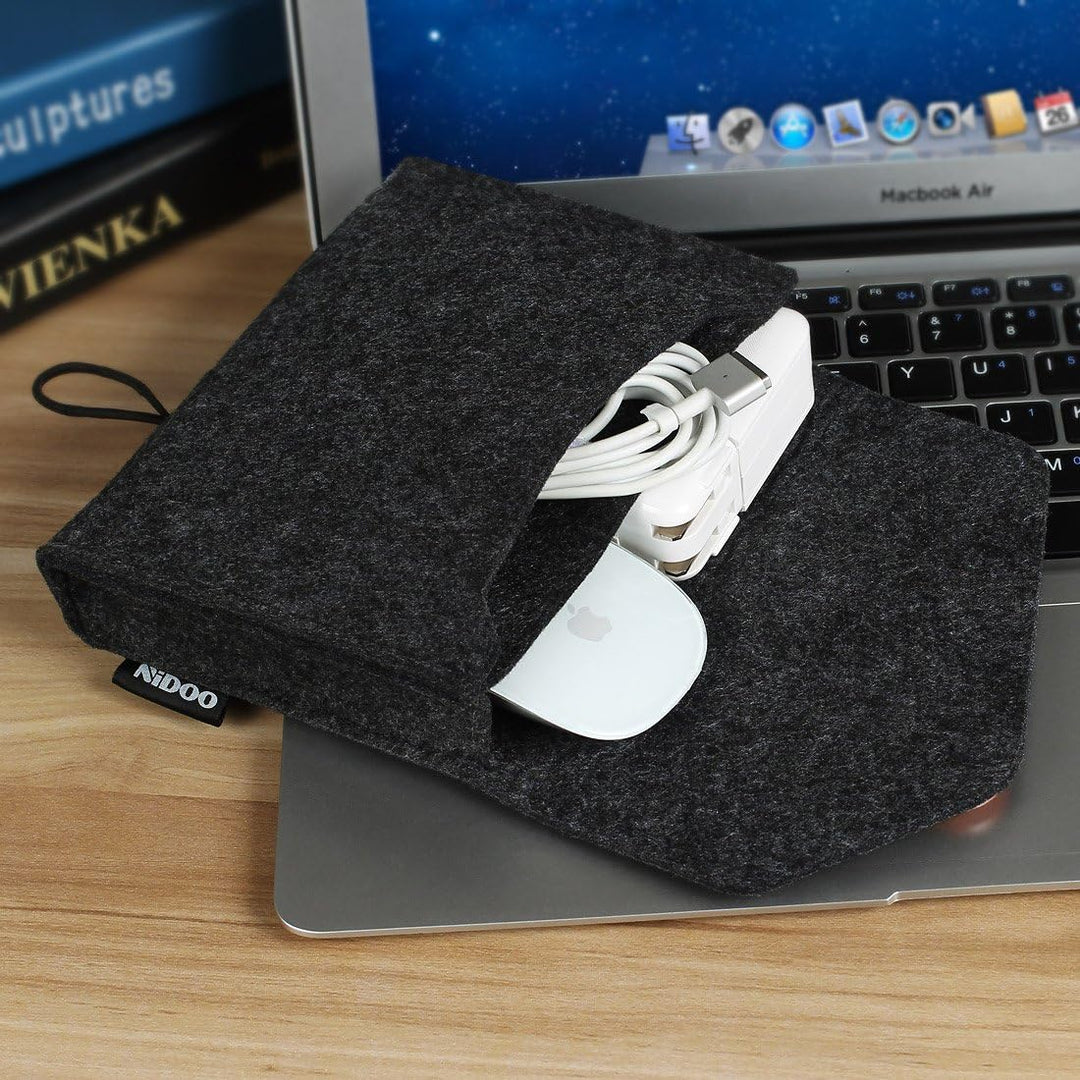 Nidoo Tragbare Filztasche für Maus, Handy, Kabel, Festplatte, Powerbank etc. Dunkelgrau 6.3 pouces d