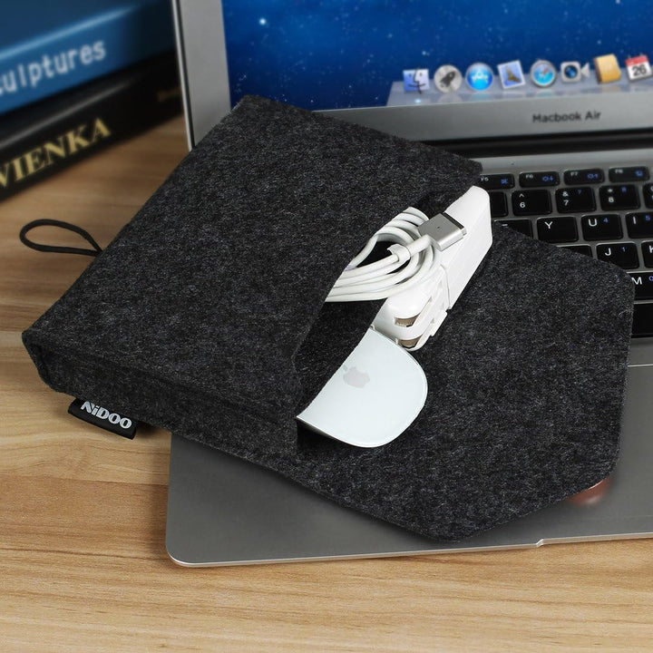 Nidoo Tragbare Filztasche für Maus, Handy, Kabel, Festplatte, Powerbank etc. Dunkelgrau 6.3 pouces d