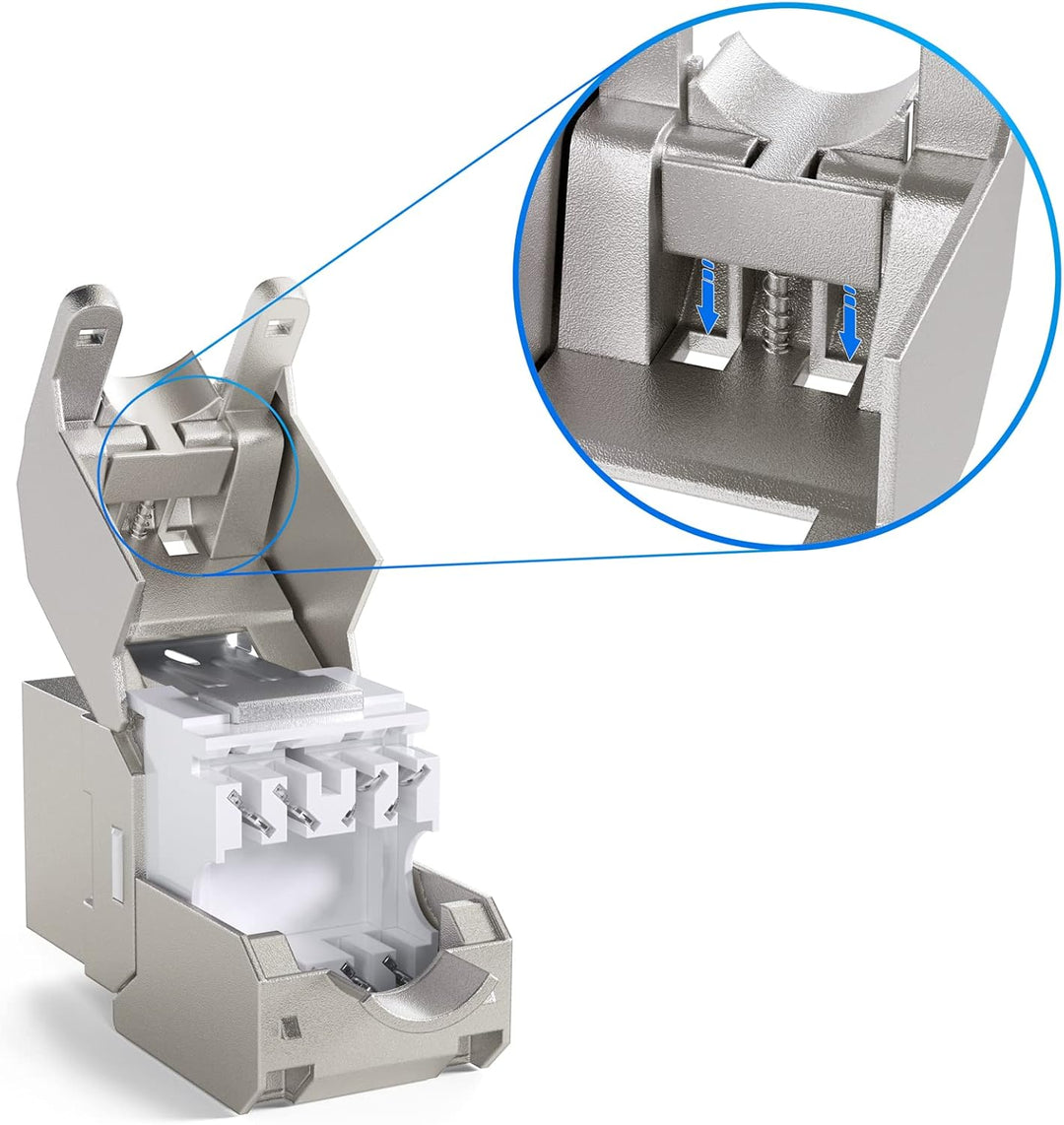 hb-digital Set: 4X Cat.7 Keystone Modul RJ45 + 4X Hutschienenadapter Keystone-Halterung für Hutschie