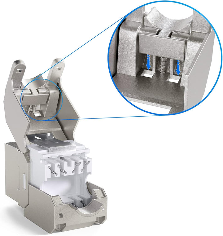 hb-digital Set: 4X Cat.7 Keystone Modul RJ45 + 4X Hutschienenadapter Keystone-Halterung für Hutschie