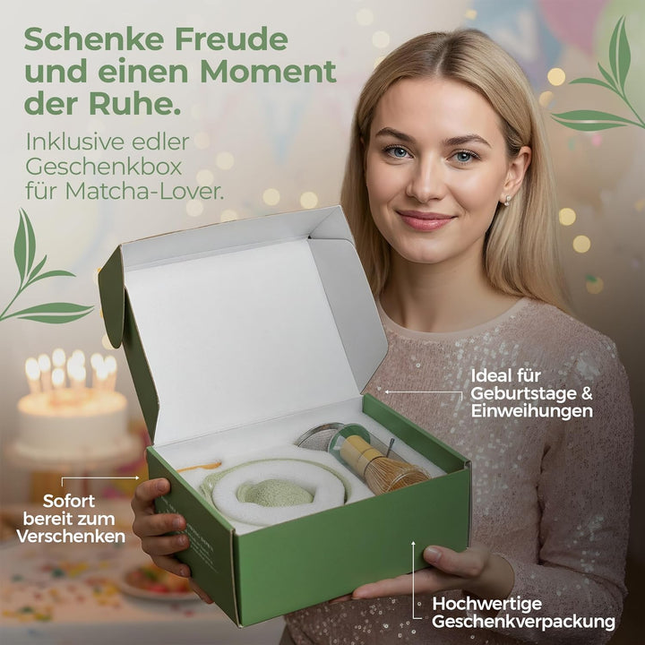 comforder Matcha Set mit Besen – Komplett mit Matchaschale mit Ausgiesser, Chasen, Halter, Löffel un
