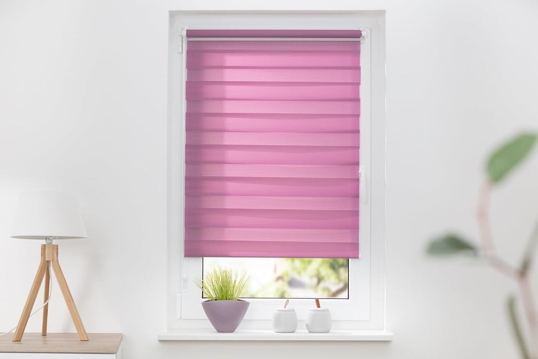 K-home Klemmfix Doppelrollo Madrid ohne Bohren Flieder 80 x 150 cm (B x L), Flieder 80 x 150 cm