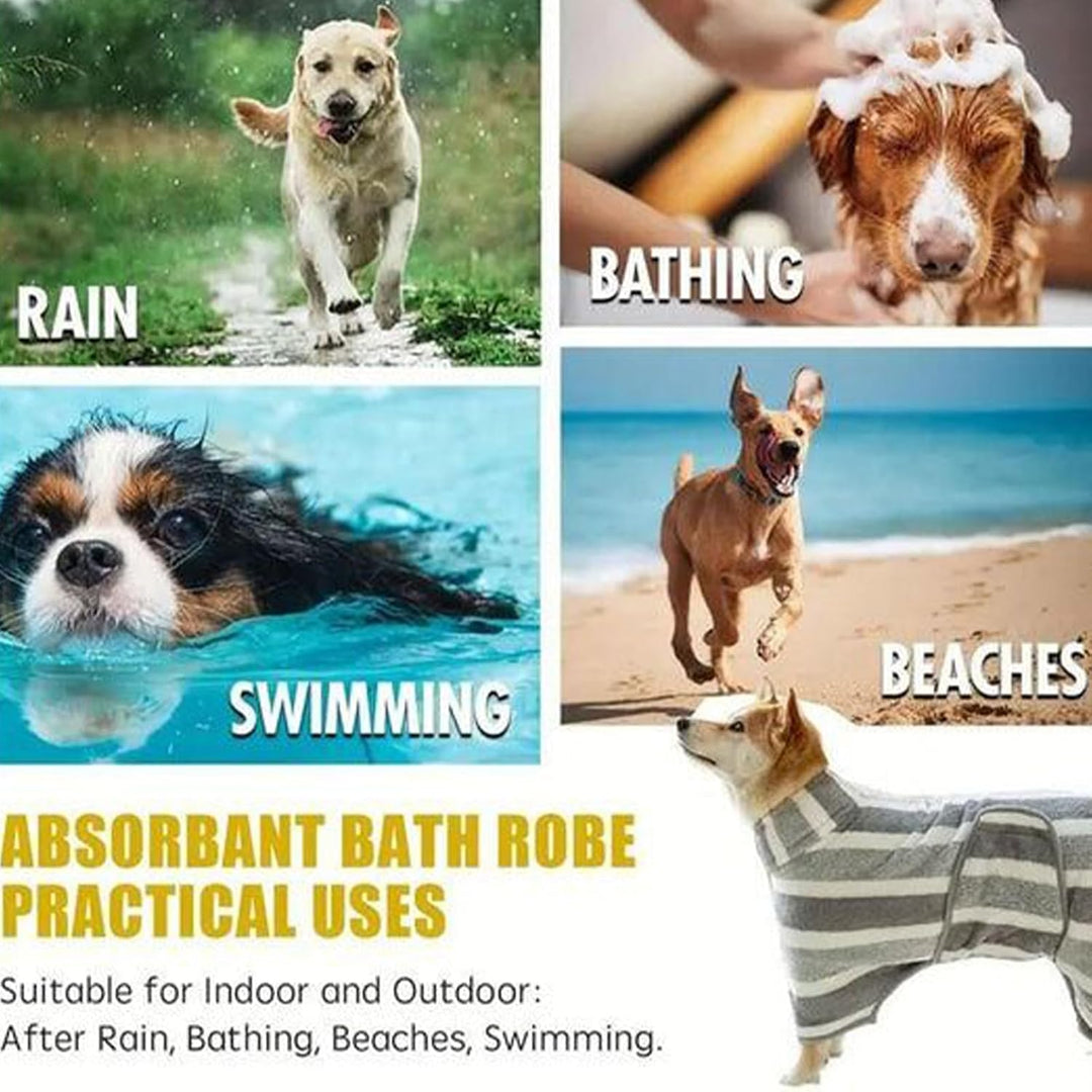 Hundehandtuch – Bademantel für Haustiere und Katzen, Mikrofaser, saugfähig, gestreift, Decke für nac