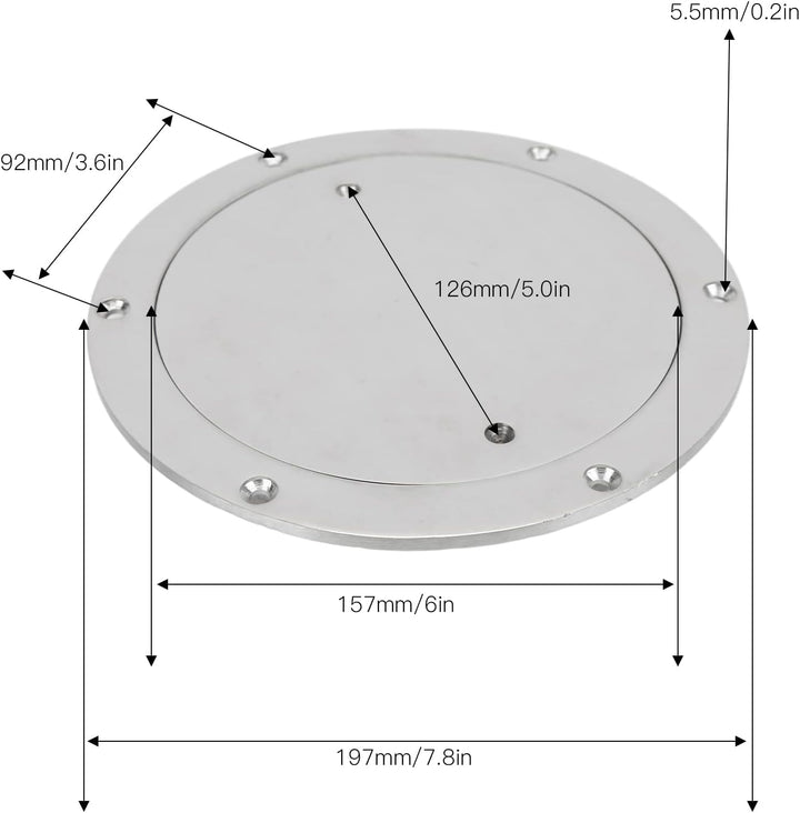 Inspektionsluke, Inspektionsplatte aus Edelstahl Wasserdicht Vorgebohrte Deckplatte Rund 157mm/6in f