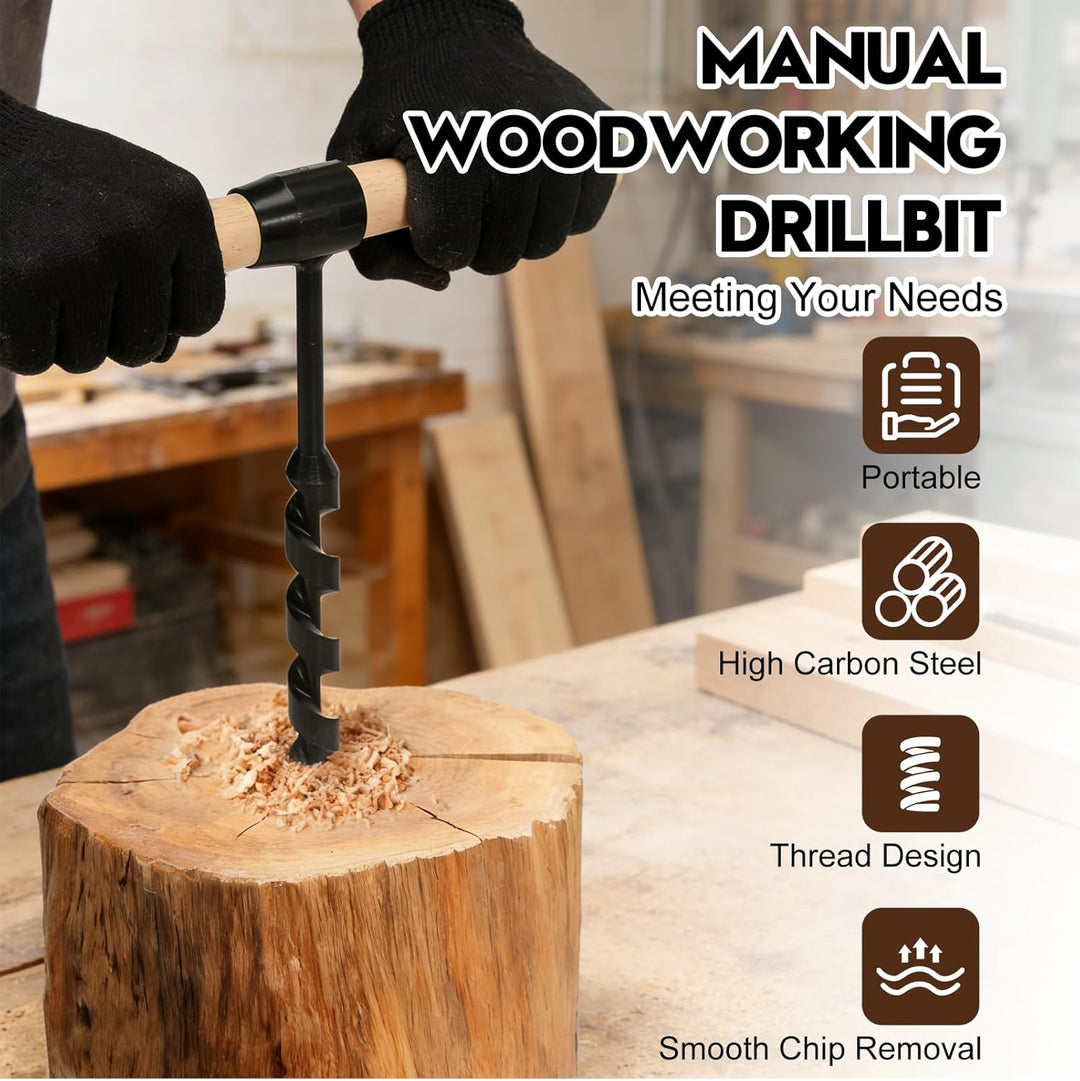 CISSIYOG Holzbohrer Manuell Bushcraft, Bushcraft Bohrer Überlebensausrüstung mit Manueller Schrauben