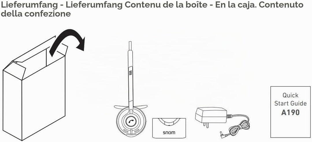 Snom A190 DECT-Headset, HD-Sound, Rauschunterdrückung, Standalone-Telefon oder Paired Mode to Phone