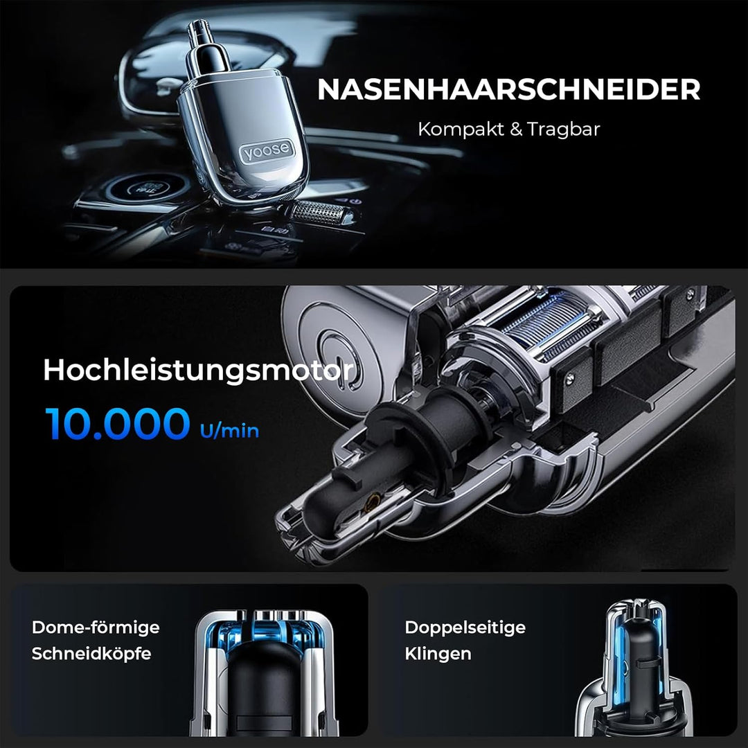 yoose MINI Rasierer & Nasenhaartrimmer Geschenkset - Aus Hochwertiger Legierung, Ultra-Leiser Motor,