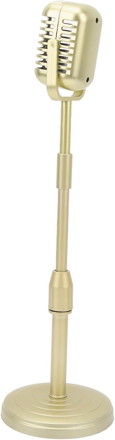 Fockety Fake Vintage Requisitenmikrofon mit Fuss, tragbar, ABS Retro Mic, klassischer Retro-Stil, an