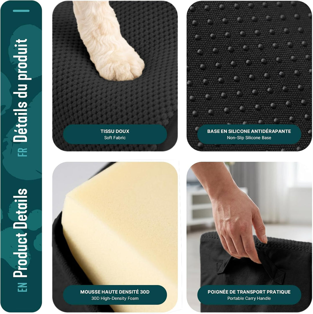 VOUNOT® Hundetreppe 3 Stufen für kleine Hunde &amp; Katzen, Haustiertreppe aus hochdichtem Schwamm, ruts