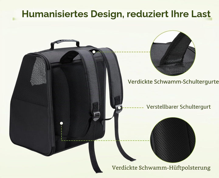 pecute Katzenrucksack Haustier Rucksack mit Netzfenster, Tragbare und Faltbare Katzentasche, Atmungs