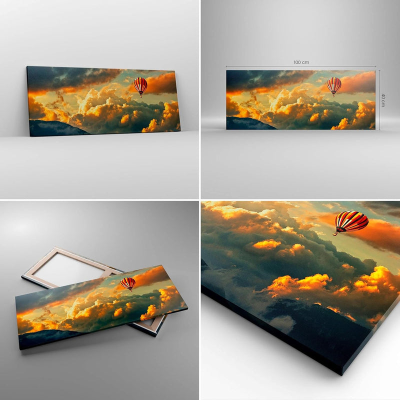 Panorama Bilder auf Leinwand 100x40cm Leinwandbild Wolken Ballon Flug Gross Wanddeko Bild Schlafzimm