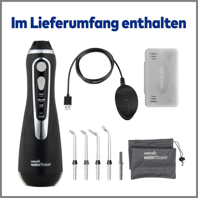 Waterpik Kabellose Munddusche Advanced, 4 Aufsätze, Druckbereich 3,1-5,2 bar, 3 Druckeinstellungen,