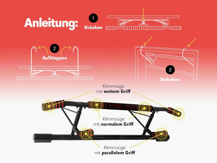 Strongr.life Klimmzugstange Türrahmen ohne Schrauben - Pull Up Bar inkl. Schlingentrainer - Türreck