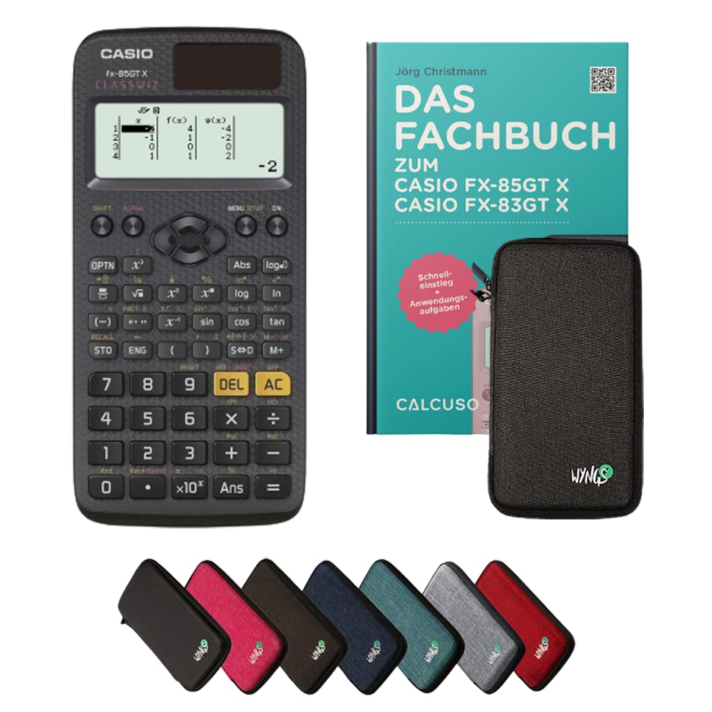 CALCUSO Standardpaket: Casio FX-85GT X Technisch-Wissenschaftlicher Taschenrechner + WYNGS Schutztas