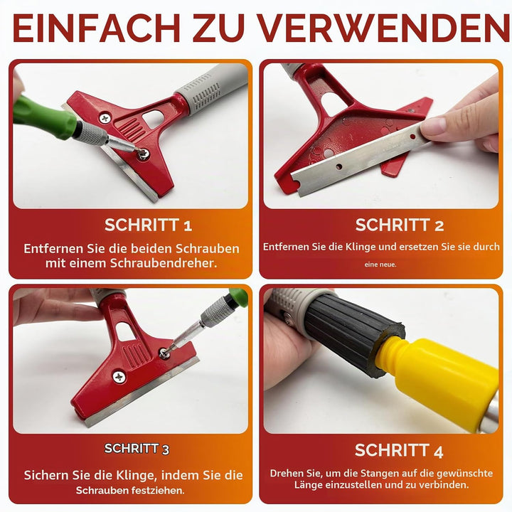 Tapetenschaber Tapetenentferner mit 10 Klingen - Tapetenschaber mit langem Stiel, Schaber Werkzeug G