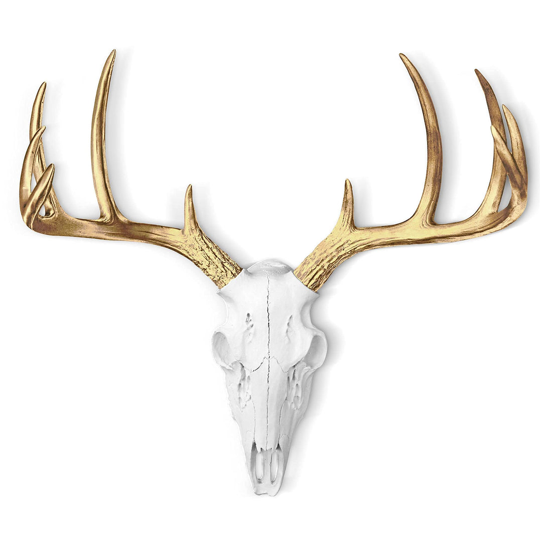 WALL CHARMERS Mini-Taxidermie-Kopf, Hirschkopf, 40,6 cm, handgefertigt, Landhaus-Dekoration Mini Wei