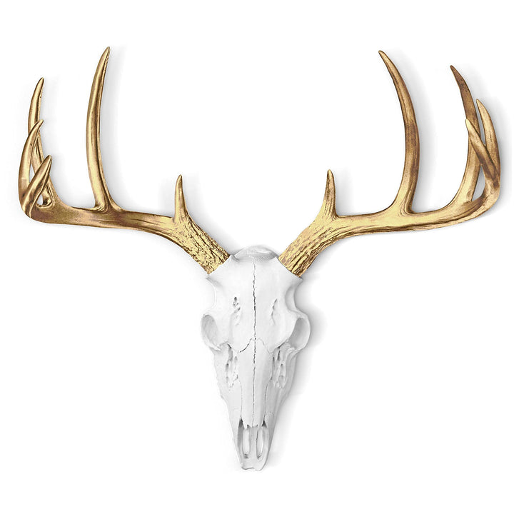 WALL CHARMERS Mini-Taxidermie-Kopf, Hirschkopf, 40,6 cm, handgefertigt, Landhaus-Dekoration Mini Wei