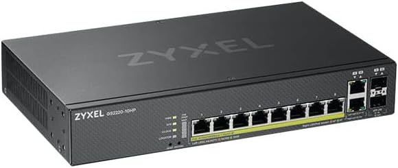 Zyxel Gigabit Ethernet Layer 2 Managed PoE+ Switch mit 8 Ports, einem Budget von 180 W, zwei Gigabit