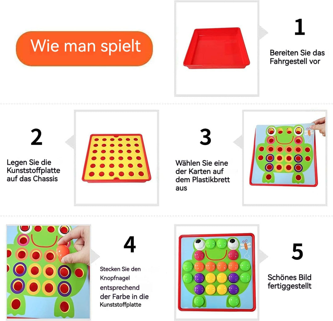 EOGRFW Mosaik Steckspiel für Kinder ab 2 3 4 Jahre, Kinderspiele zum Lernen von Farben, Bunte Stecks
