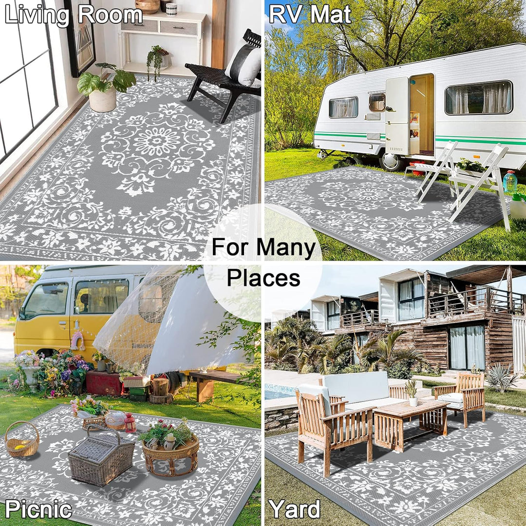 Enyhom Outdoor Teppich 180 x 270 cm Wetterfest Kunststoff Gross RV Camping Aussenteppich Wendbarer P