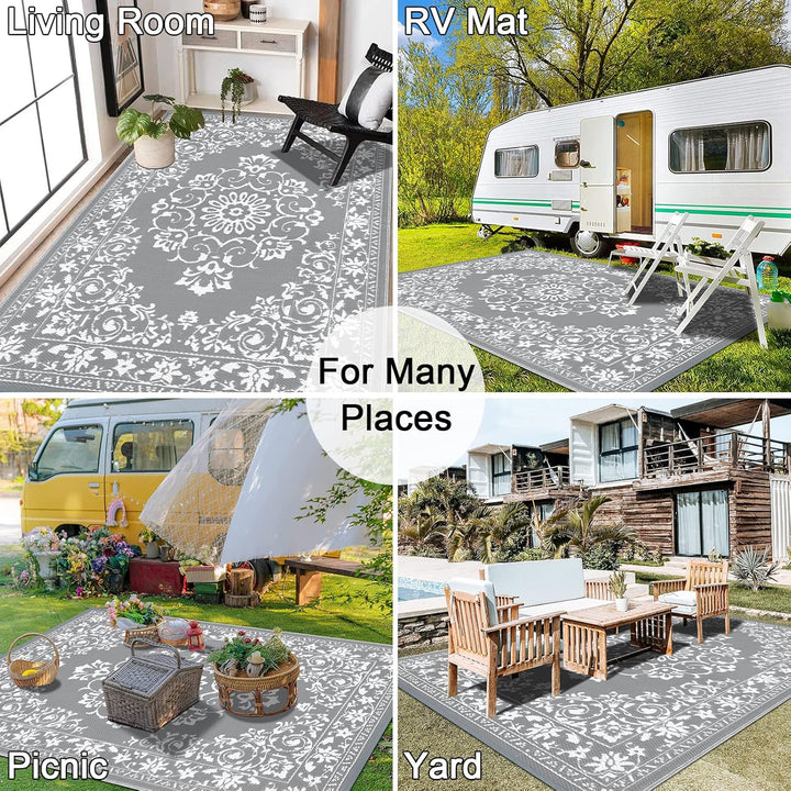 Enyhom Outdoor Teppich 180 x 270 cm Wetterfest Kunststoff Gross RV Camping Aussenteppich Wendbarer P