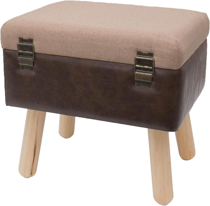 HMF Vintage Sitzhocker mit Stauraum aus Holz | 40 x 32 x 39 cm | Braun | Klassik