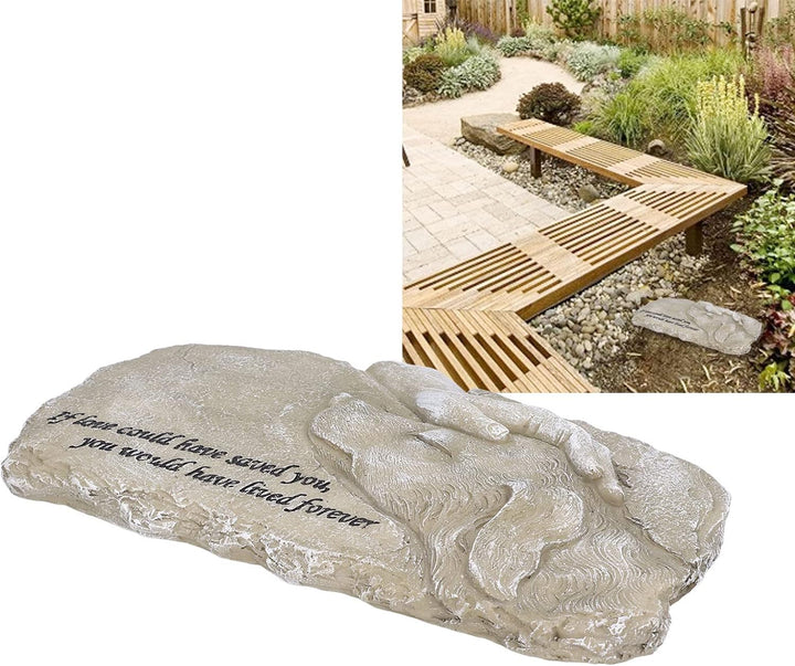 Natudeco Pet Memorial Stone Gifts Puppy Angel Garden Memorial Tombstone Resin Dog Cat Gravestone for
