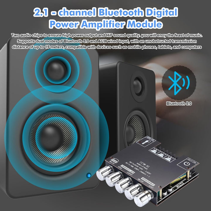 Bluetooth Verstärker HiFi-Verstärker: 2.1 Kanäle Stereo Audioverstärker, Kanal-Subwoofer 50W×2+100W,