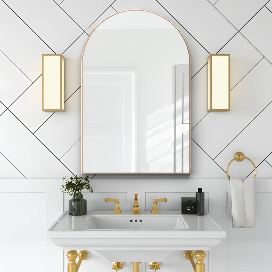 NEUWEABY Gewölbter Wandspiegel für das Badezimmer, 60x90 cm Gewölbter Spiegel Wandspiegel mit Metall