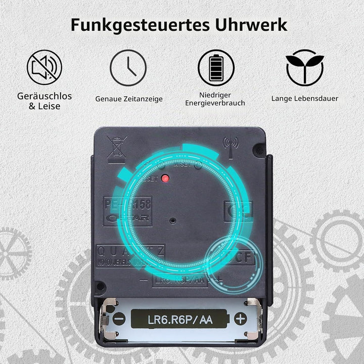 VIVILINEN Funkuhr geräuschlos Wanduhr Ohne Tickgeräusche Modern Funkwanduhr Lautlos Wanduhr Nicht Ti