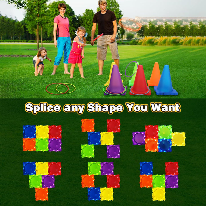 35pcs Light Up Wurfspiele Outdoor-Spiele Garten Spiel, Ball & Ring & Bean Bag Toss Spiel Set,Party-W