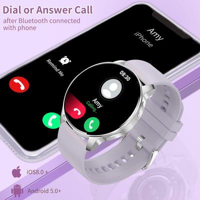 Smartwatch Damen mit Telefonfunktion,1,32Zoll Runde Bluetooth Fitnessuhr mit personalisiertem Bildsc
