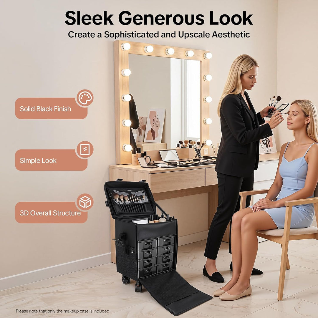 2 In 1 Kosmetik Trolley Multi-Function Friseurkoffer Professionelle Schwarz Kosmetikkoffer Beauty To