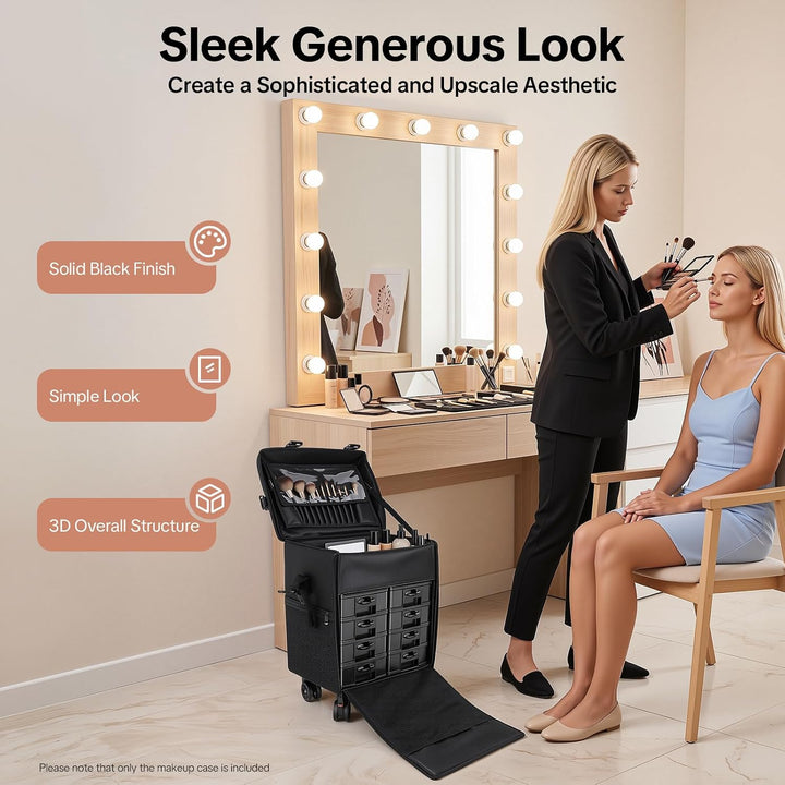 2 In 1 Kosmetik Trolley Multi-Function Friseurkoffer Professionelle Schwarz Kosmetikkoffer Beauty To