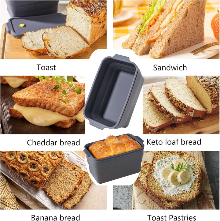 Gross Brotbackform, Faltbare Toast Form mit Deckel, verstärkter Griff, Silikonform, Backformen Kaste