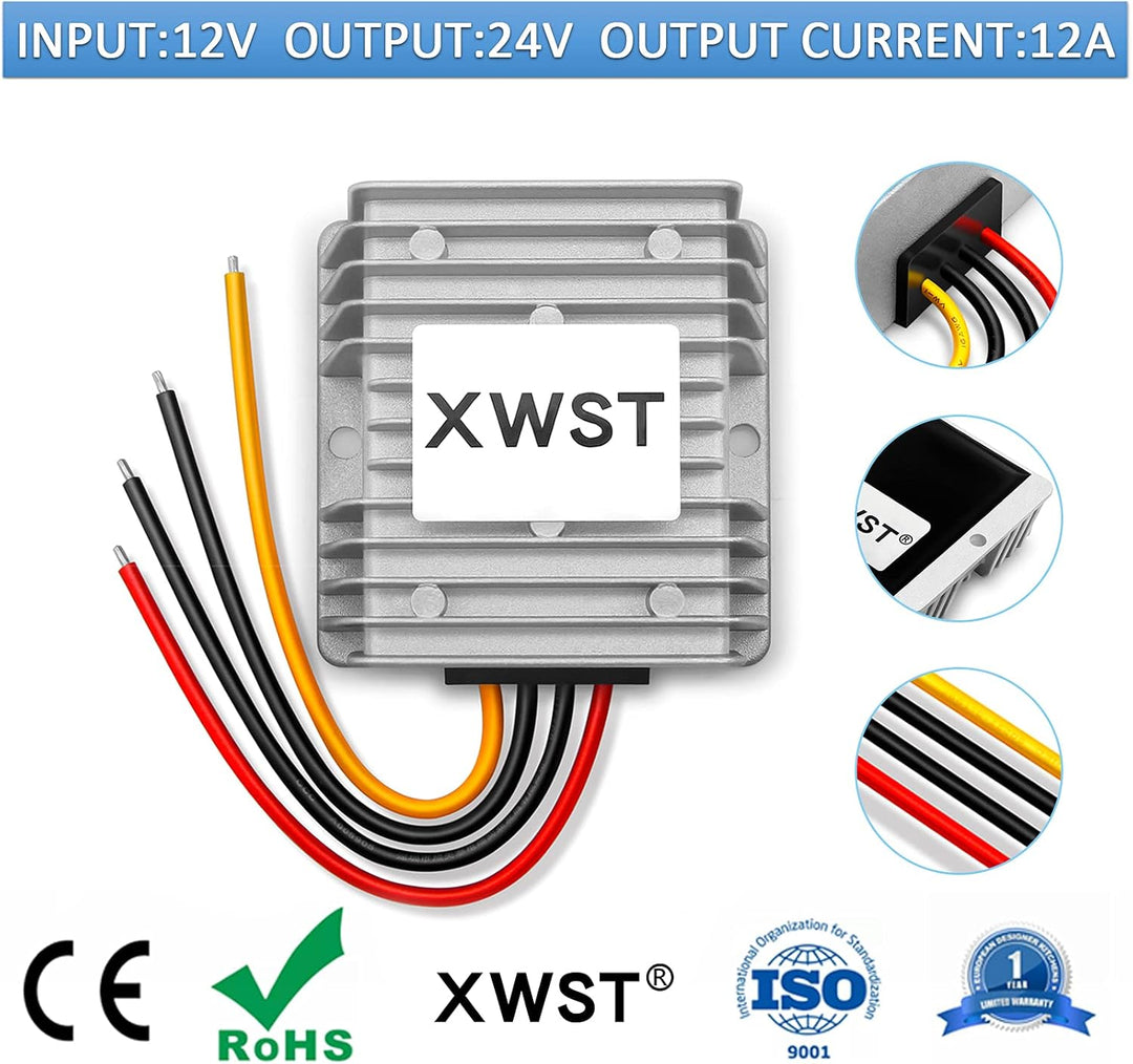 DC 12V auf 24V Spannungswandler 12A 288W Auto Netzteil Wandler Konverter Transformator Trafo Adapter