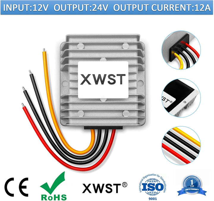 DC 12V auf 24V Spannungswandler 12A 288W Auto Netzteil Wandler Konverter Transformator Trafo Adapter