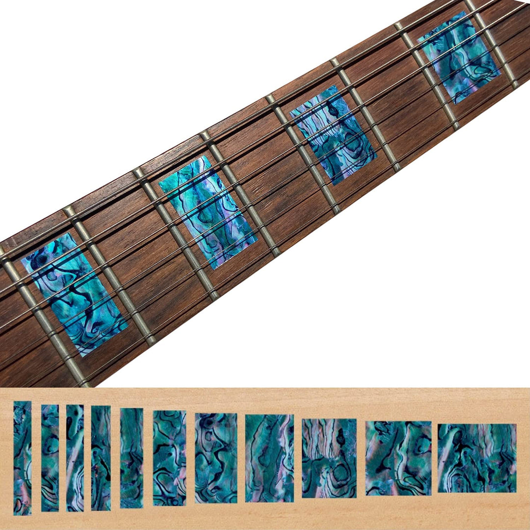 Inlaystickers Sticker Griffbrett Position Marker für Gitarren &amp; Bass - LP SG Blocks - Abalone Blau,