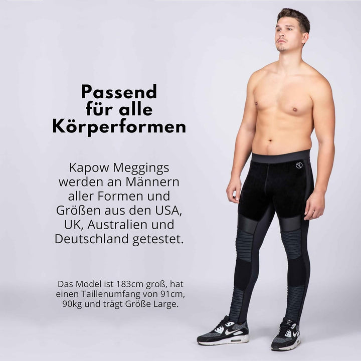 Kapow Meggings für Herren 'Supreme Range': Deluxe Kompressionsleggings mit Taschen für Streetstyle,