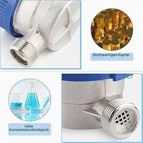 Garten-Wasserzähler Kupfer-Wasserzähler 1.5m3/h 0-40℃ Mechanischer Wasserzähler 15mm 1/2 Zoll Wasser