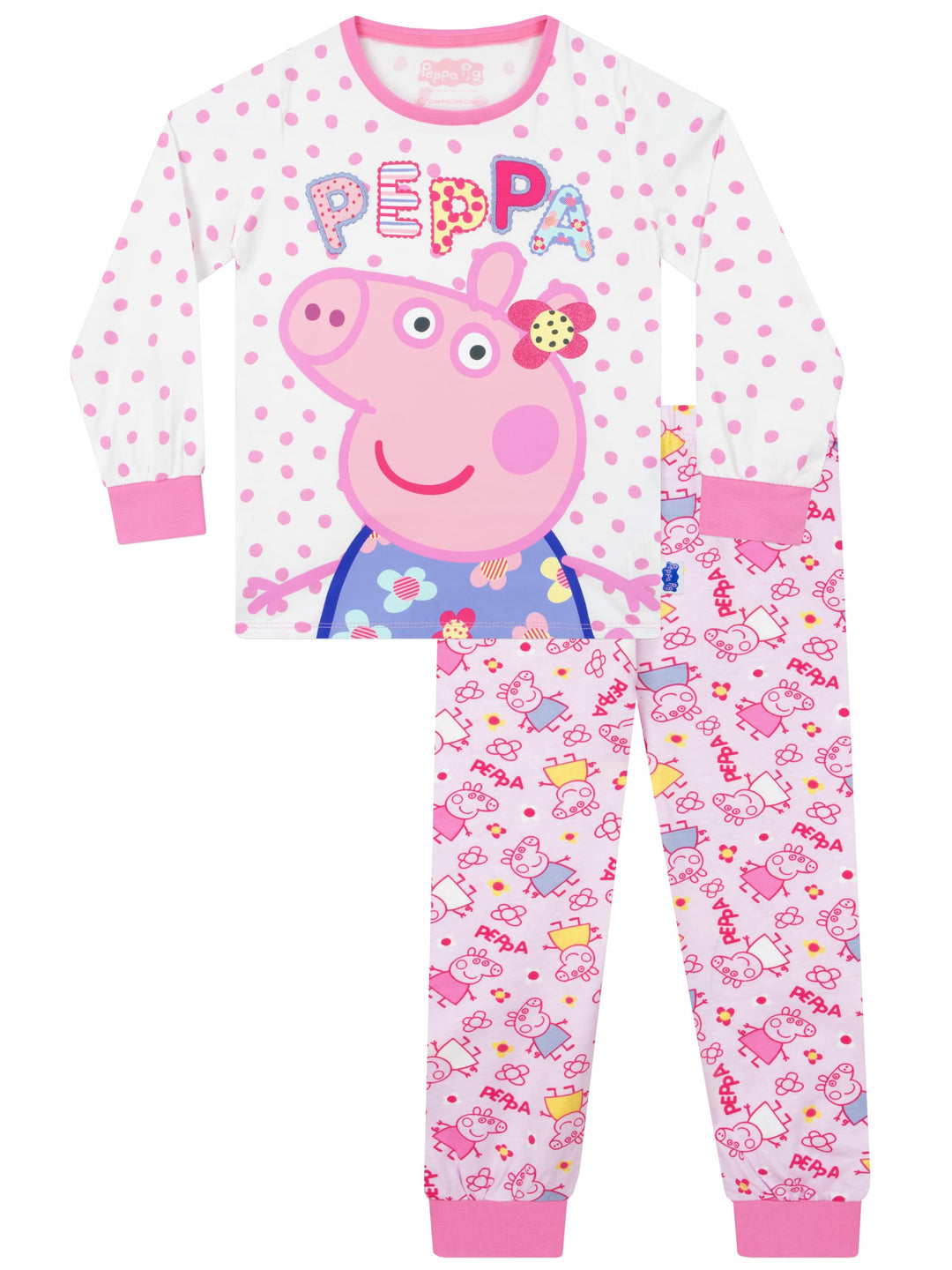 Peppa Wutz Schlafanzug Mädchen | Peppa Pig Schlafanzüge für Mädchen | Blumenmuster Pyjama 110 Mehrfa