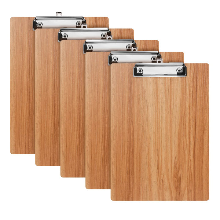 Klemmbrett Holz A4,5 Stück Schreibbrett Klemmbretter mit Metalklemme, Schreibplatte Clipboard Zwisch