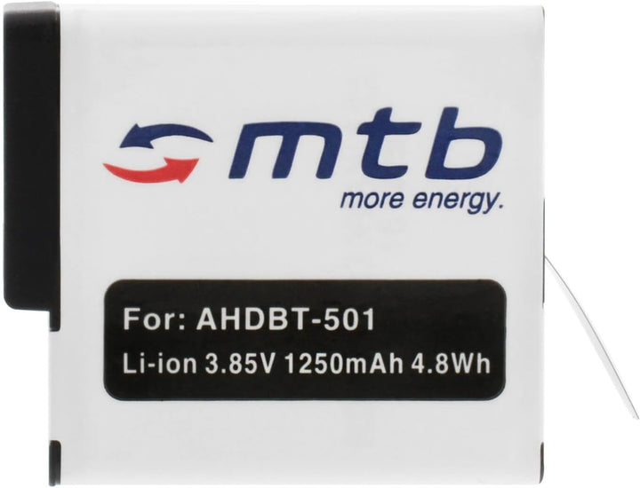 2X Akkus für GoPro Hero 5, Hero5, Hero 6, Hero6 [Li-Ion - 1250 mAh - mit Infochip für alle Firmwares