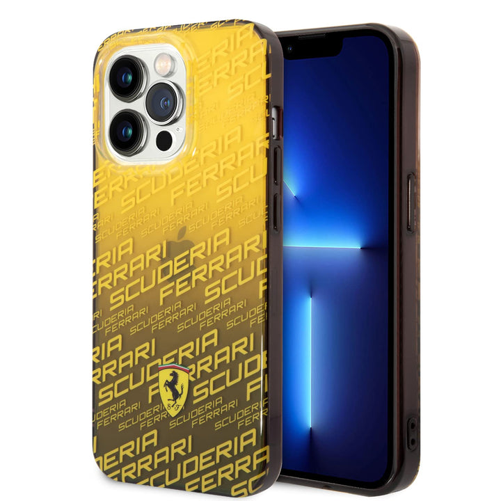 CG MOBILE Ferrari Handyhülle für iPhone 14 Pro in Gradient Gelb Scuderia Dyed Bumper Collection, Ant