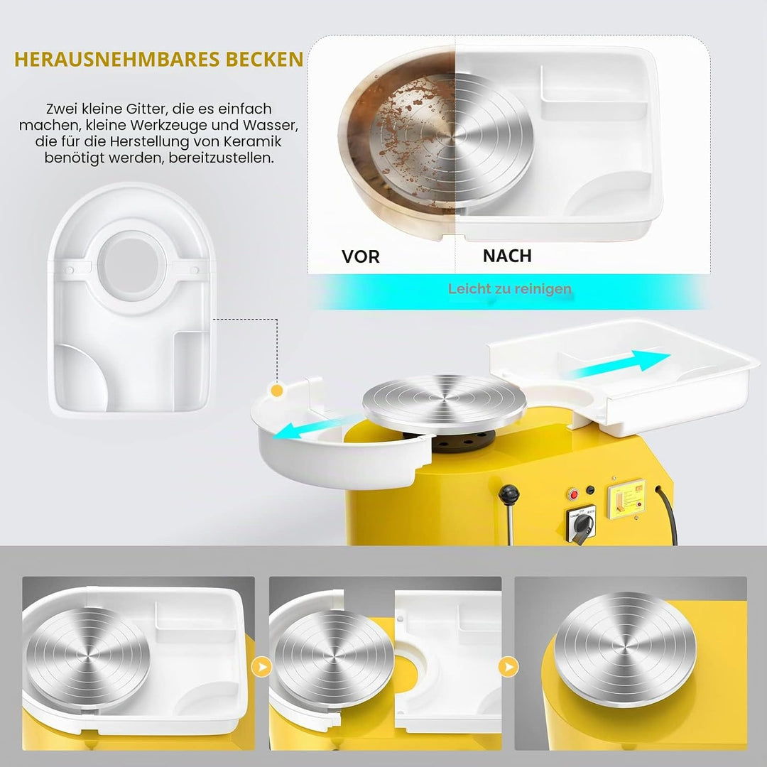 VAYOTOY Elektrische Töpferscheibe Maschine 25CM 350W Keramik Clay Maschine Professionelle Töpfersche