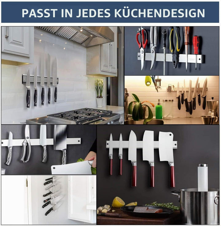 [Verbesserte 50cm] Magnetleiste Messer, Extra Starker Magnet Messerhalter aus Edelstahl, Magnetleist