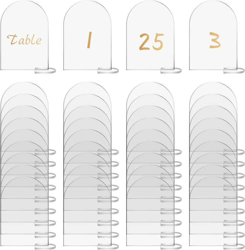 YWNYT 40 Stück transparentes Bogen-Acrylschild mit Ständer, 10 x 15 cm, Leere Acrylplatten, Tischkar