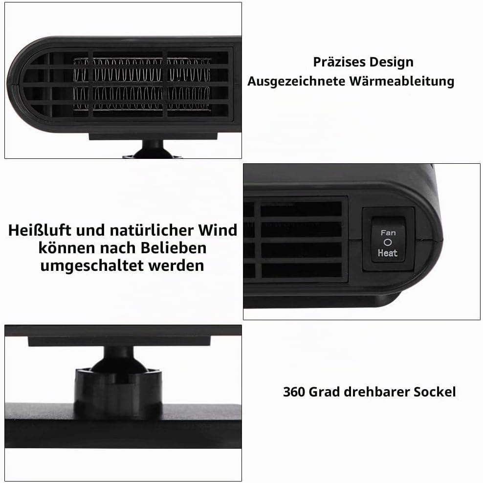 Auto Heizungslüfter, Auto Heizlüfter Heizgerät Heizung Entfroster 12V Tragbare Elektrische Scheibenh